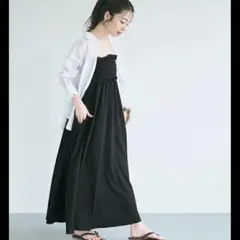 coca クレープシャーリングワンピース ロングワンピース ブラック　Lのサムネイル