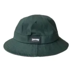 スラッシャー　ダークグリーン バケットハット ロゴパッチ付き