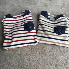 ミキハウス　ストライプ 長袖カットソー 2枚セット