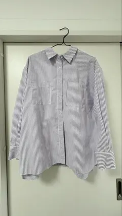 【LOWRYS FARM】オーバーシャツ ストライプ 紫F