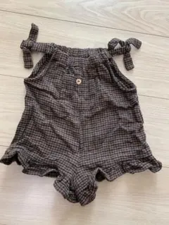 ZARA サロペット　チェック　パンツ　ロンパース　80 70
