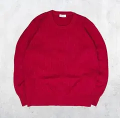 赤 ケーブル編み 長袖ニット シンプル