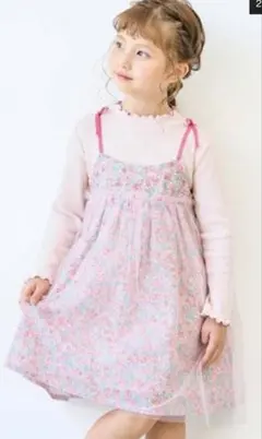 アプレレクール　花柄チュールワンピース　90