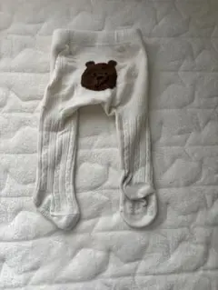 baby gap クマ刺繍 ホワイトタイツ