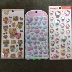 キラキララインストーン　コットンパフィー　ぷっくりシール　サンリオ　キティ