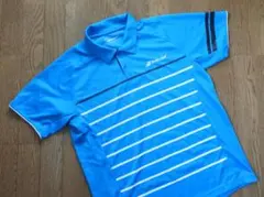 美品　Babolat ストライプ ポロシャツ 青　ゲームシャツ　ＸＬ