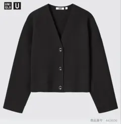美品✨ユニクロ　メリノブレンドショートカーディガン　長袖　ブラック　ショート丈