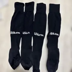 ATHLETA ブラック サッカーソックス 4足セット