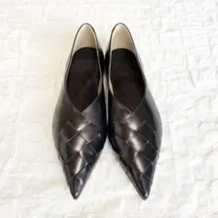 【新品未使用品】メゾンエウレカ パンプス イントレチャート 編み込み フラット