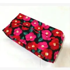 215】ハンドメイド★椿★ブラック★BOXティッシュカバー
