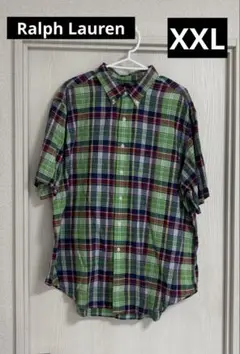 美品＊ラルフローレンRalph Lauren 半袖チェックシャツ XXL メンズ