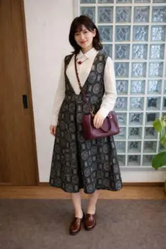 着物リメイク　大島紬と紬ジャンパースカートL〜LL