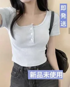 ＜新品未使用＞タグ付き　DHOLIC　ハーフボタン半袖Tシャツ　フリーサイズのサムネイル
