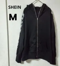 SHEIN ブラック パーカー ロゴ シンプル前ポケット【M】美品☆