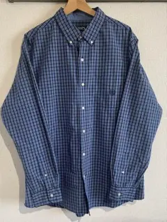 【好配色】CHAPS チャップス チェックシャツ XL 紺×水色 ビッグサイズ
