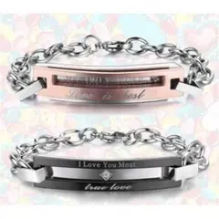 ペアセットでこの価格！プレートバーがかっこ可愛いチェーンブレスレット♡