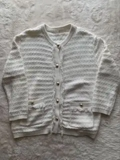 GU ジーユー　ダブルポケットカーディガン　白　ホワイト　M