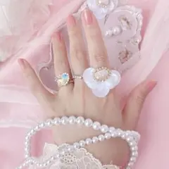 早い者勝ち❣️未使用レア❣️mu_muムームー 琵琶パールファントムフラワーリング