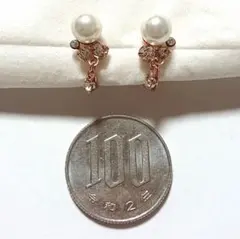 ピンクゴールド パール イヤリング