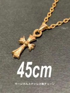 【ベビー ファット クロス ネックレス ゴールド 45cm】ステンレス a37