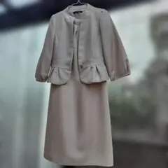 極薄ピンク色 七分袖ジャケット とノースリーブワンピース セット