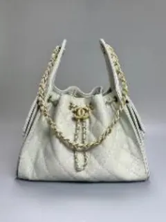 CHANE.L ベージュ キルティング ハンドバッグ~~