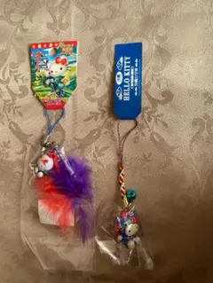 ハローキティ 羽根付きストラップとシーサーキティストラップ2個セット