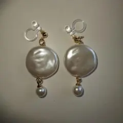 パール風イヤリング  ノンホールピアス