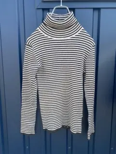 【URBAN RESEARCH DOORS】リブタートルネック　ボーダー　M