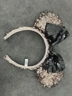 ミッキー耳カチューシャ 黒と金のラメ