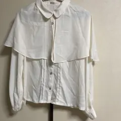 axes femme フリル付き長袖ブラウス ホワイト