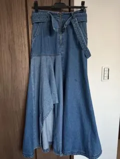 REDYAZEL（レディアゼル）サスペンダー付きデニムアシメヘムフレアスカート