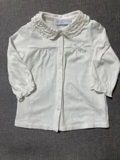 タルティーヌ　エショコラ　ホワイトフリルカラー　スムースブラウス　長袖　S