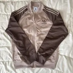 adidas Originals サテン トラックジャケット ブラウン Y2K
