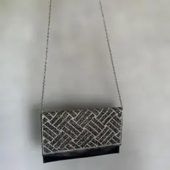 ビジュー装飾 クラッチバッグ ブラック/シルバー