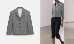 (L02411) ザラ ZARA 千鳥格子柄 テーラードジャケット
