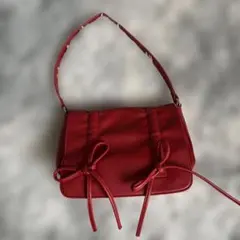 GRLリボン付き赤ショルダーバッグ