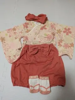 袴風セットアップ 桜柄 70cm