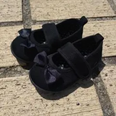 黒いリボン付きバレエシューズ　14センチ