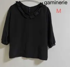 美品★gaminerie ギャミヌリィ サテンブラウス トップス ブラック