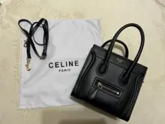 美品/CELINE/ラゲージナノ/ドラムドカーフスキン
