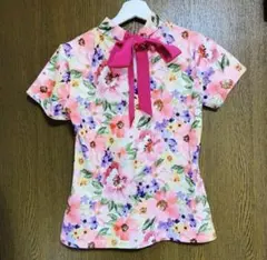 キスオンザグリーン ゴルフ 花柄ウェア ピンクのリボン付き サイズ2のサムネイル