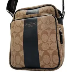 美品✨コーチ　ショルダーバッグ PVC ブラウン シグネチャー F70589