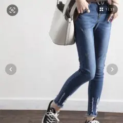 クラシカルエルフ　ダメージ加工スキニーデニム インディゴ