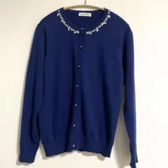 ビーズ付きカーディガン　青