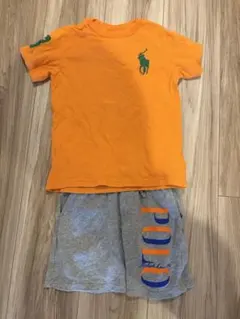 【ラルフローレン】オレンジTシャツとグレーショートパンツセット