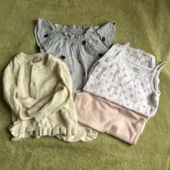 花柄ロンパース・カーディガン　肌着セット