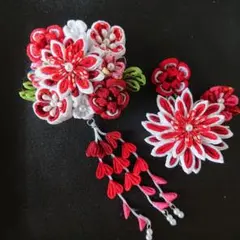 つまみ細工の髪飾りセット/赤系/七五三/結婚式/成人式のサムネイル