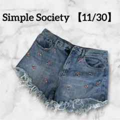 一点限り✨Simple Society 【11/30】デニムハーフパンツ 刺繍