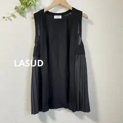 ヤマダヤ　LASUD ラシュッド　プリーツ切替ジレ　ベスト　黒